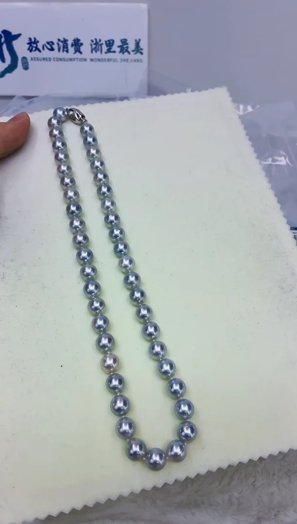 未镶嵌DA海水珍珠灰珠串链9-10 y792
