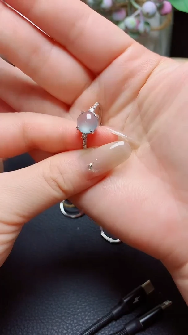 翡翠戒指银S925镶嵌天然翡翠A货s925银镶