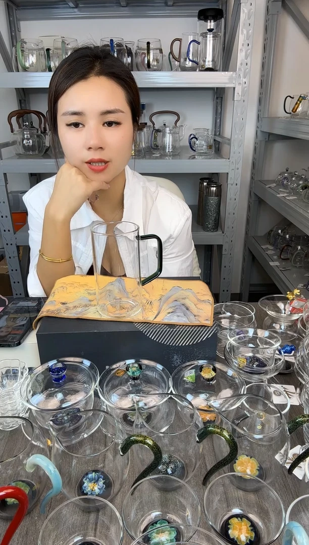 手工艺品玻璃风谜 清雅杯 琥珀色