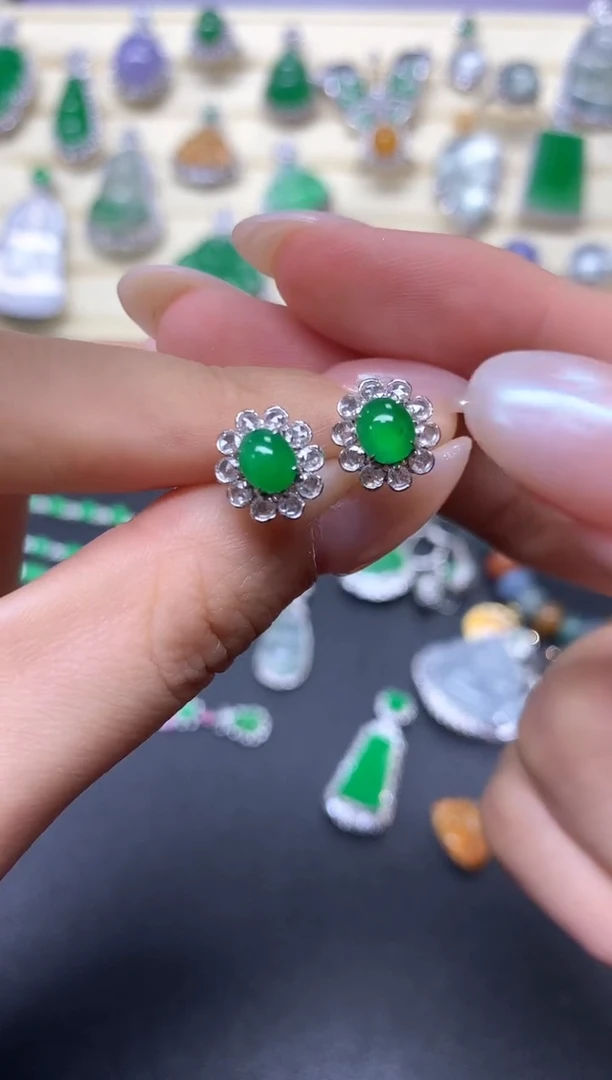 【闪购商品】翡翠耳饰18K金镶嵌耳饰|6250+625