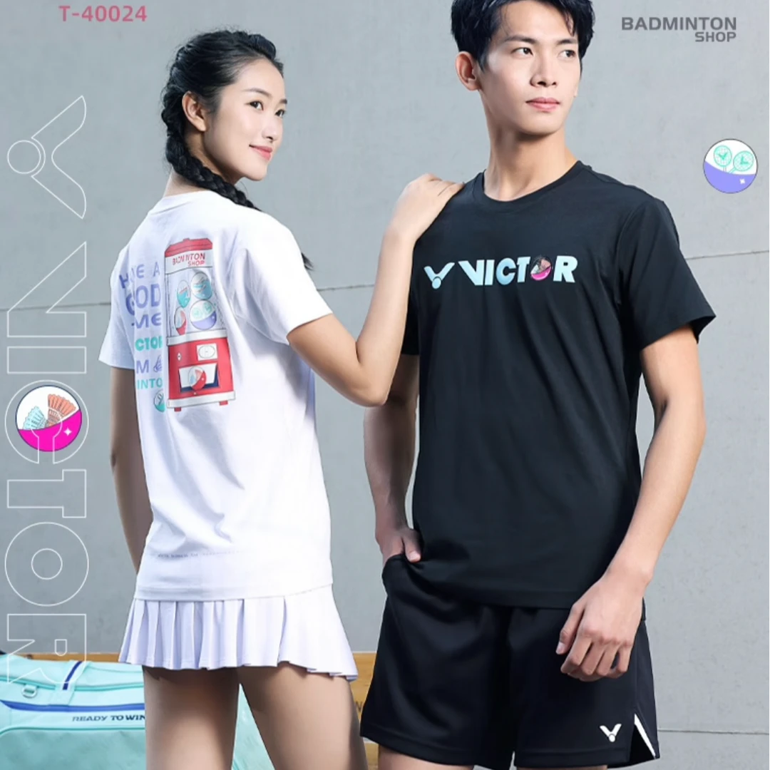VICTOR威克多 2024新款羽毛球服 速干衣训练针织运动短袖 T-40024