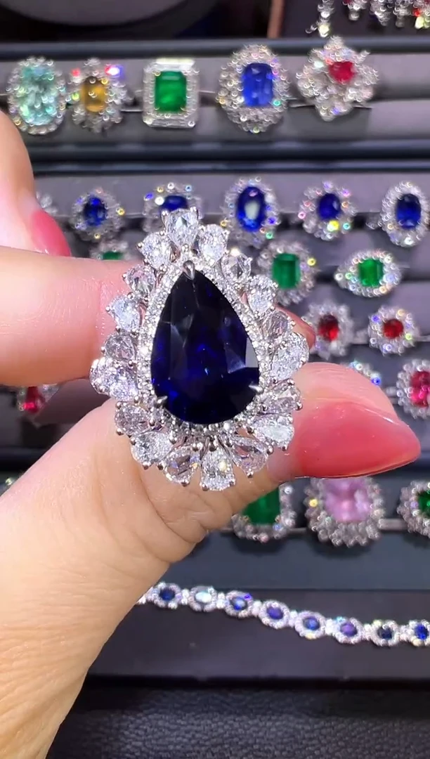 AIGS皇家蓝蓝宝石18K金镶嵌3.46ct