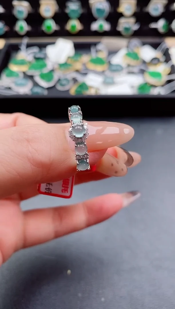 银S925镶嵌戒指翡翠1