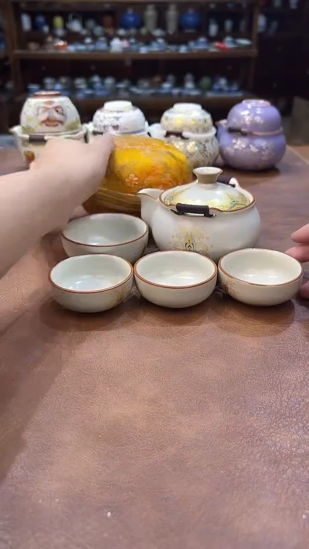 真的很便宜超好看会开片的旅行茶具