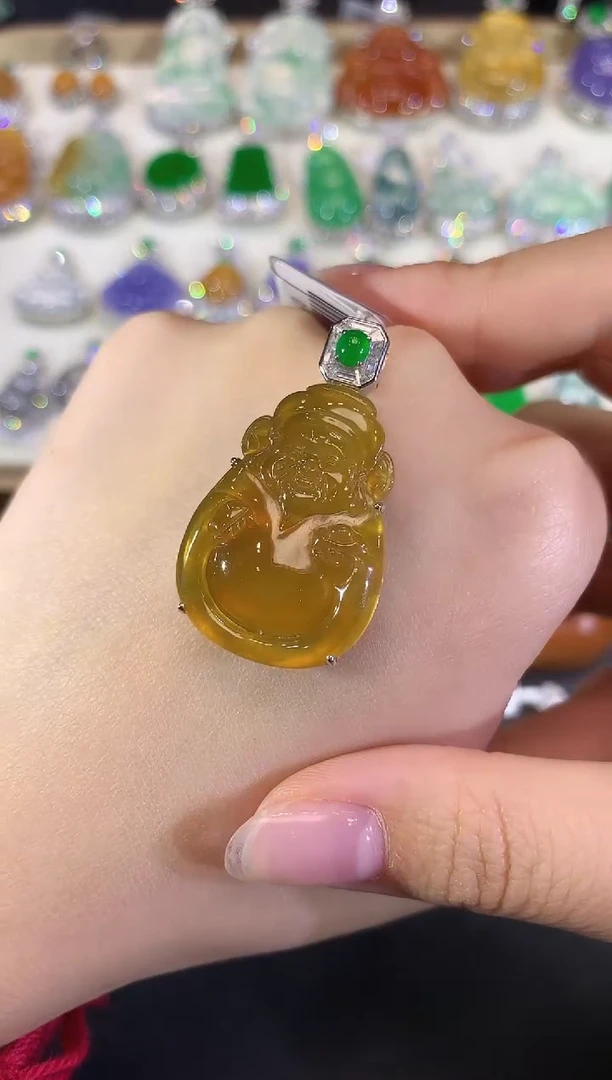 吊坠(不含链)18K金镶嵌翡翠32-米爷