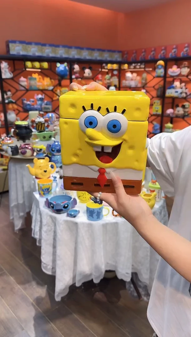 瓷片@@海绵宝宝陶瓷饼干罐