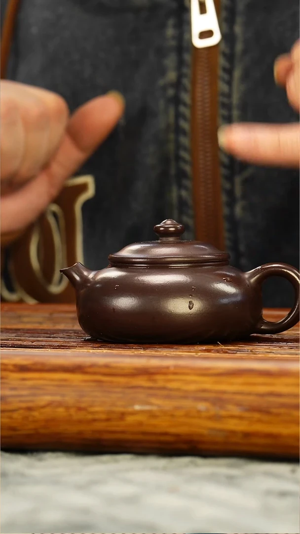 茶壶紫砂百目茄皮紫泥寒江