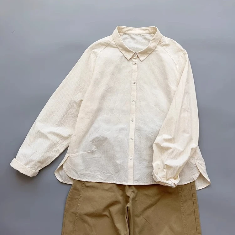 2025春季新品衬衫女 百搭高品质 极简风小众设计师纯棉休闲上衣