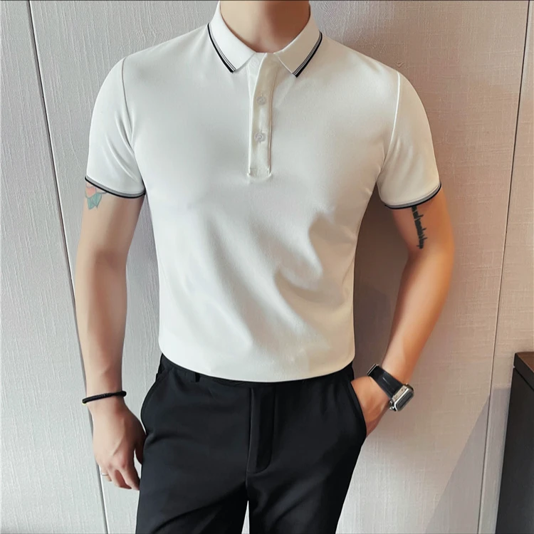 男士短袖翻领T恤夏季2025新款夏季男装高级感痞帅半袖polo衫潮流