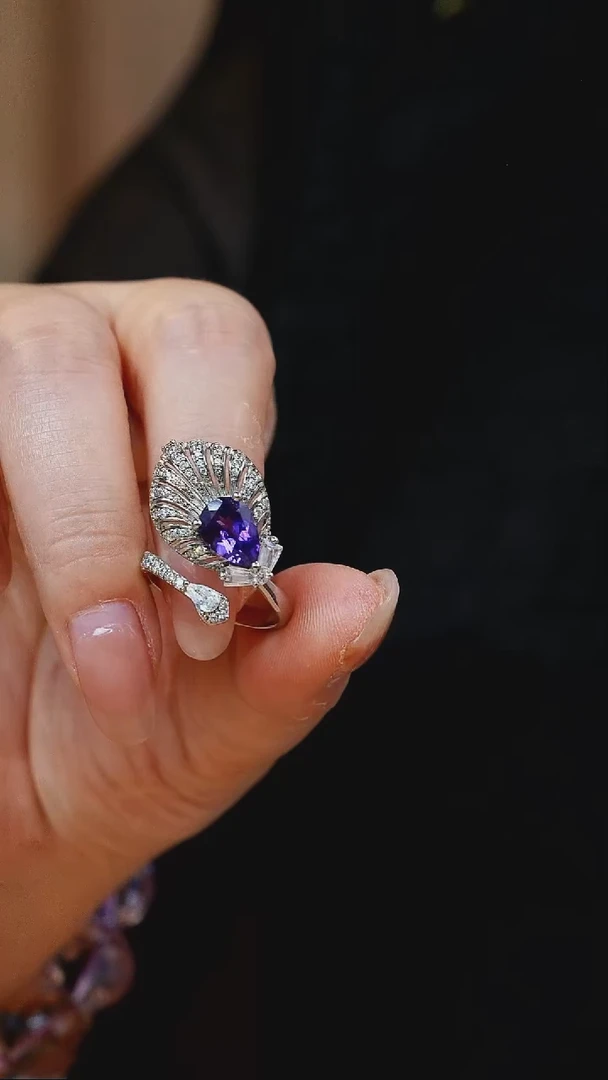 戒指银S925镶嵌紫晶004戒指