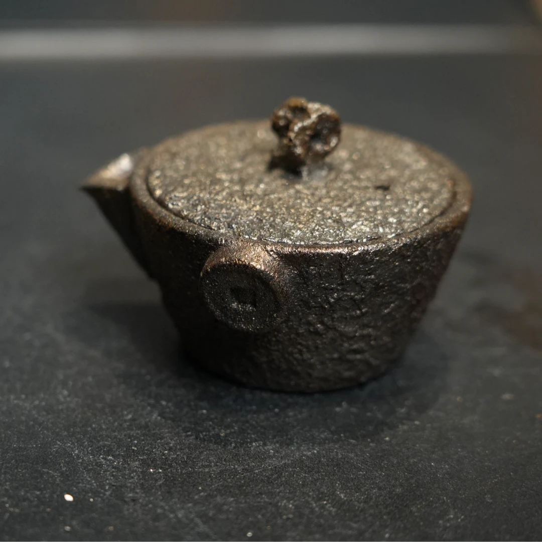 黑砂茶壶铜钱耳茶壶纯手工复古