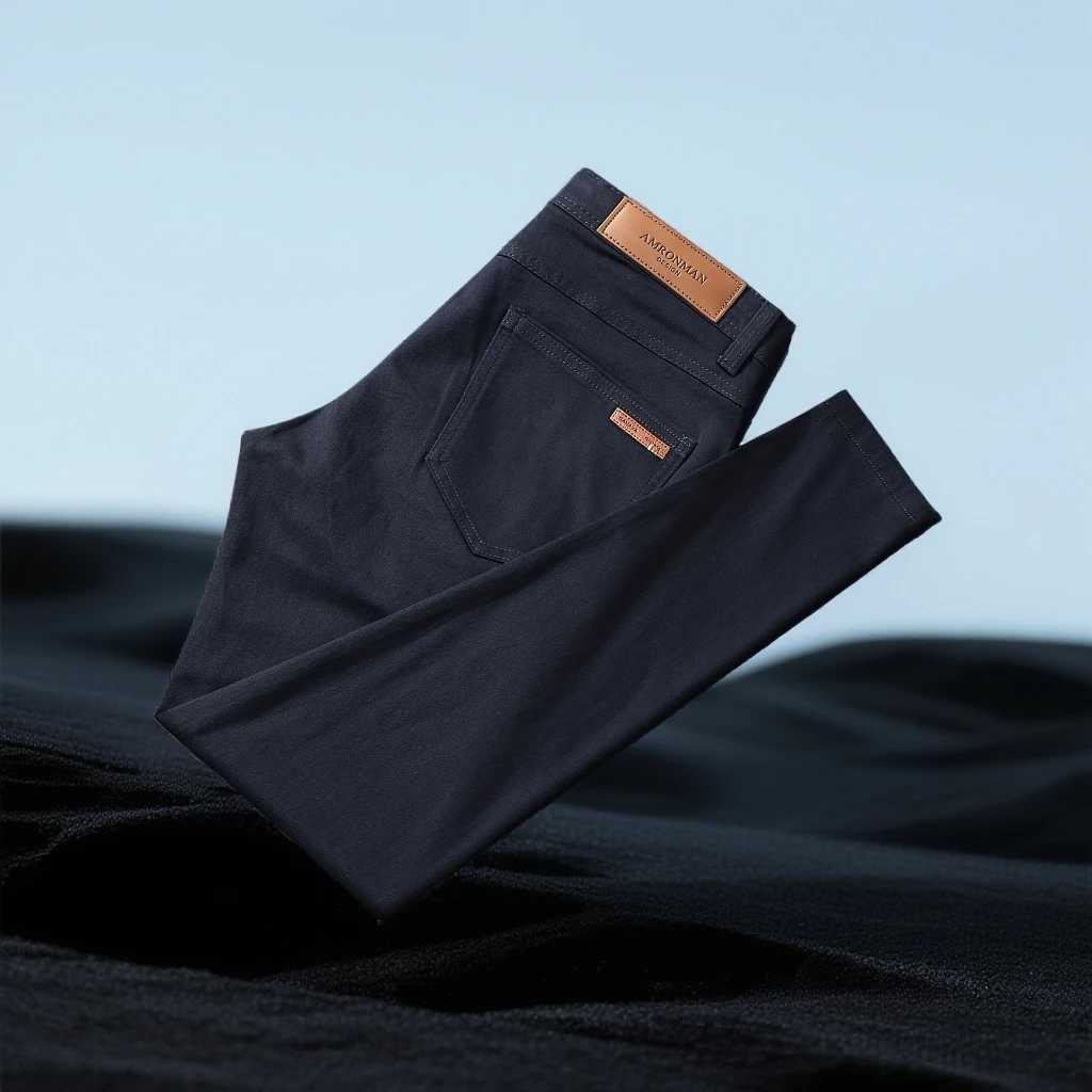 巴赛娜缇秋冬蓝黑色牛仔裤男休闲新款微弹修身小直筒长裤青年百搭