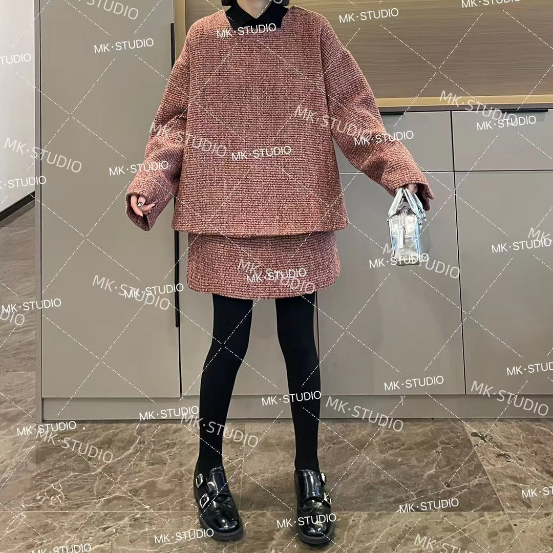 米可/MK-1578ZJ【小香编织套装】时尚休闲冬季新款小香编织两件套