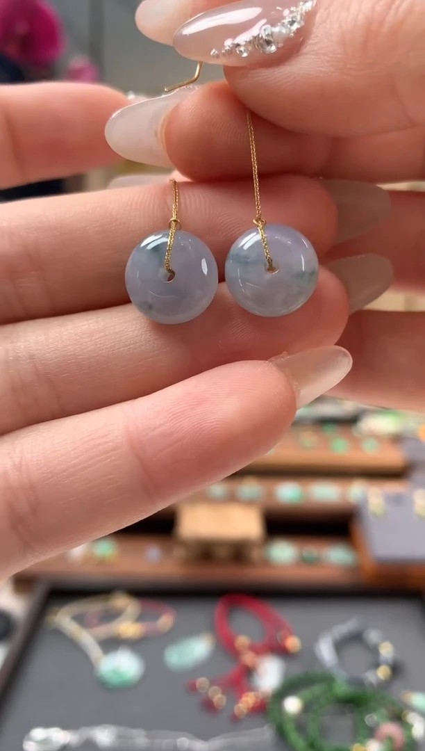 【闪购商品】翡翠耳饰18K金镶嵌耳饰