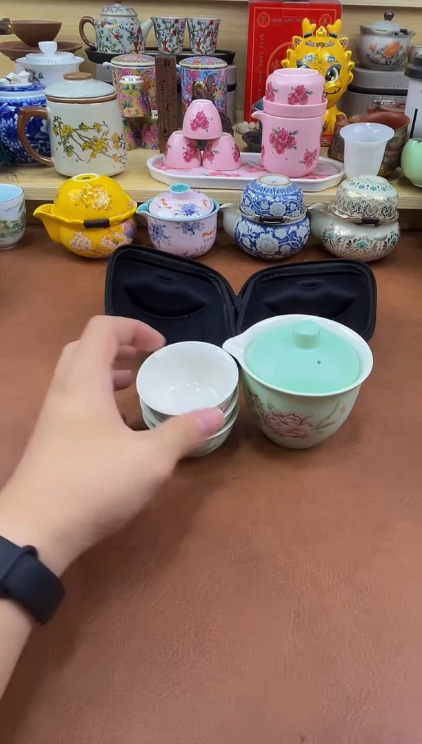 陶瓷茶具摆件旅行套组