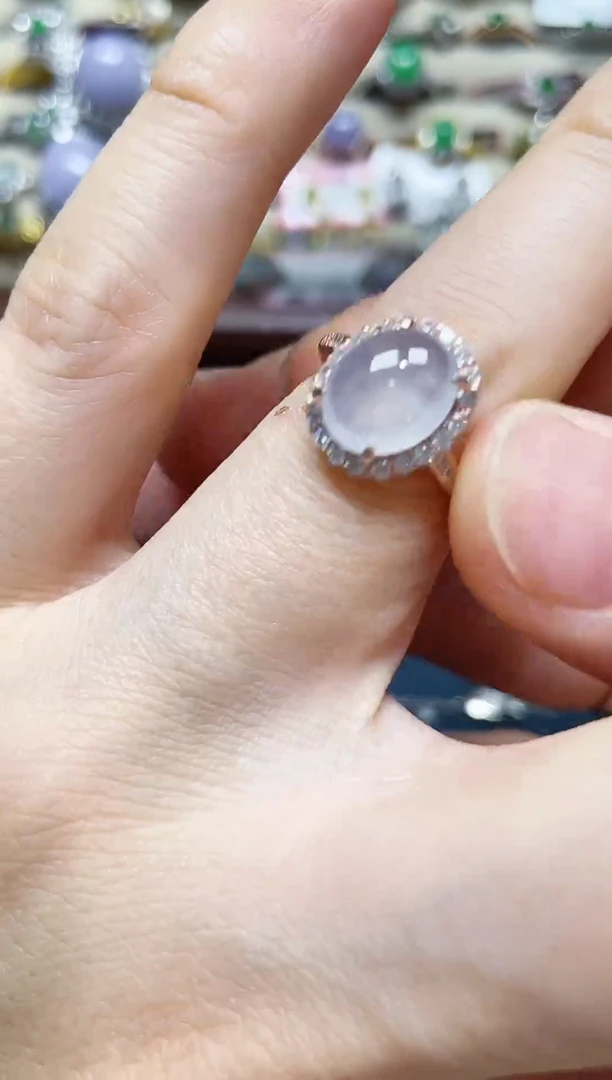 翡翠戒指银S925镶嵌-缅料