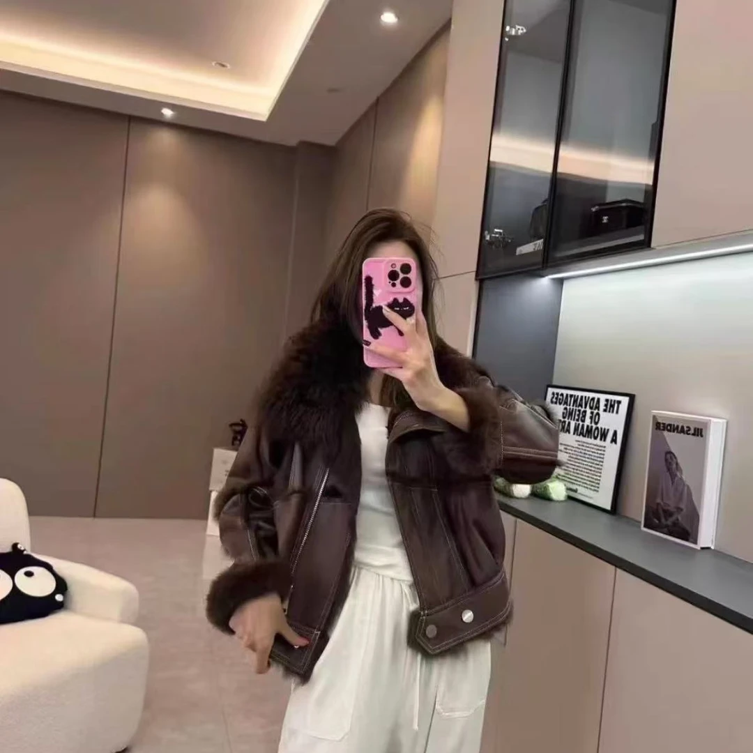 【TD专属】机车时尚休闲百搭连帽保暖加厚韩版冬季大毛领短外套