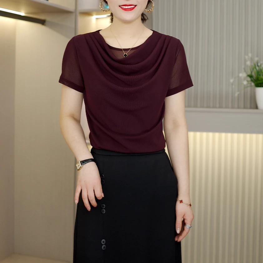 2025夏季新款时尚洋气特色兜兜领设计上衣百搭气质遮肉显瘦的小衫