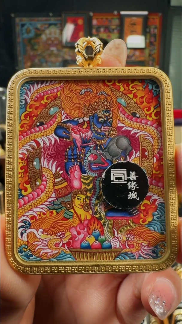 吊坠壹善缘城手绘唐卡黑C