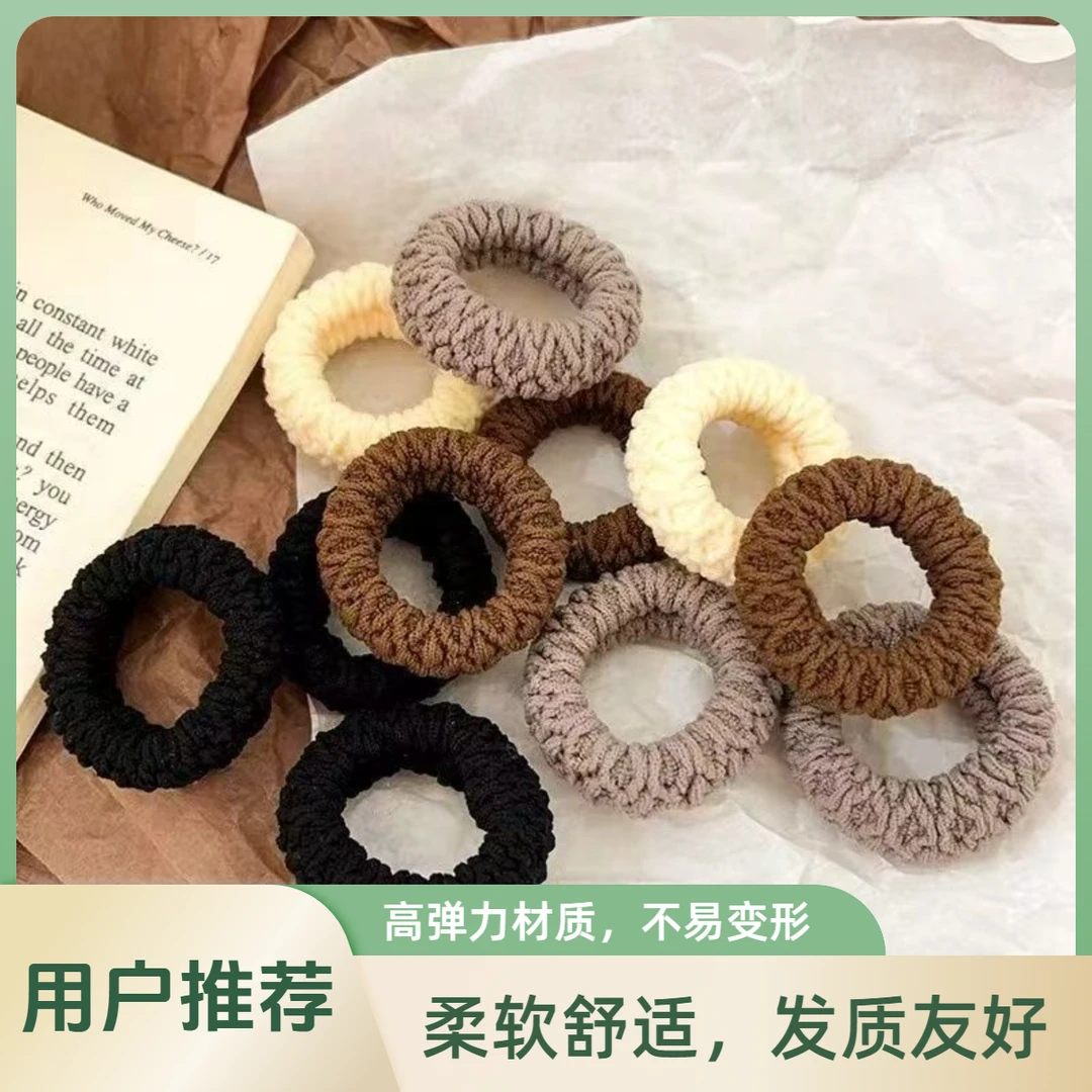 爆米花式马尾发饰粗皮筋高弹力耐用2025流行扎发头饰不伤发潮流发