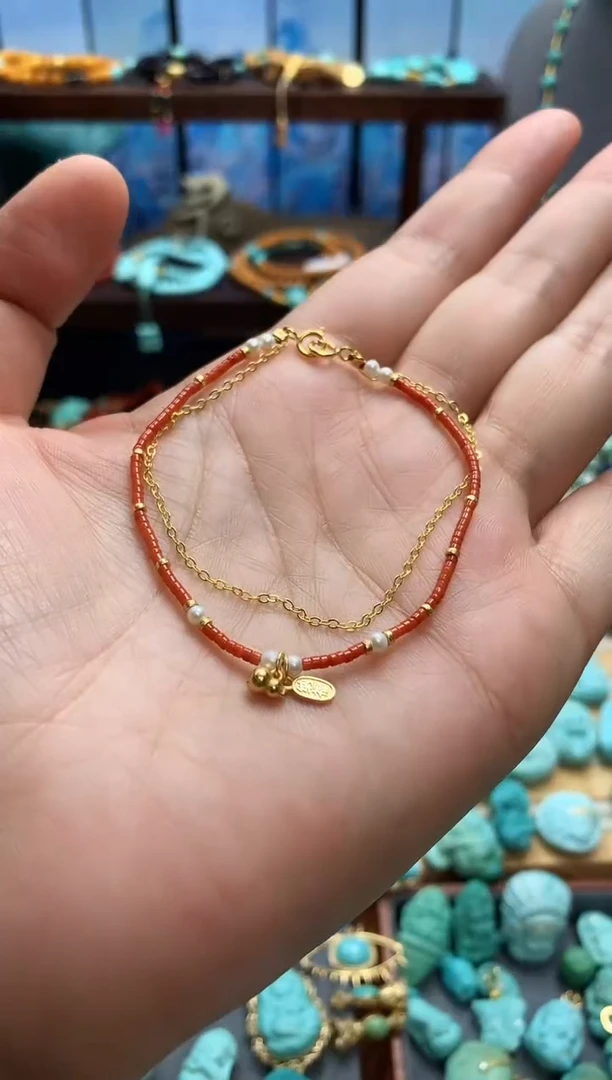 银S925镶嵌手链南红玛瑙精品南红极细手链