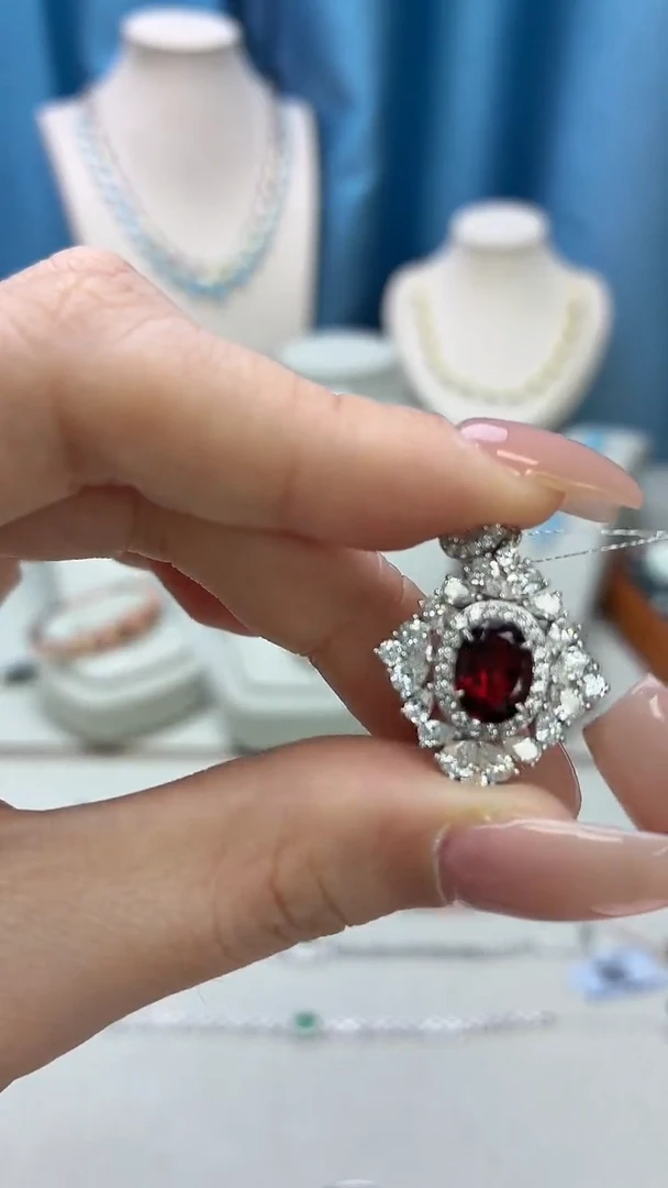 吊坠(不含链)银S925镶嵌石榴石415JH0101产品一个（多样性）