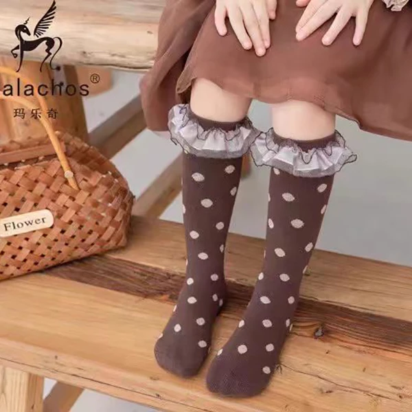 玛乐奇秋冬亲子中筒公主袜棉袜碎花浮雕无跟袜