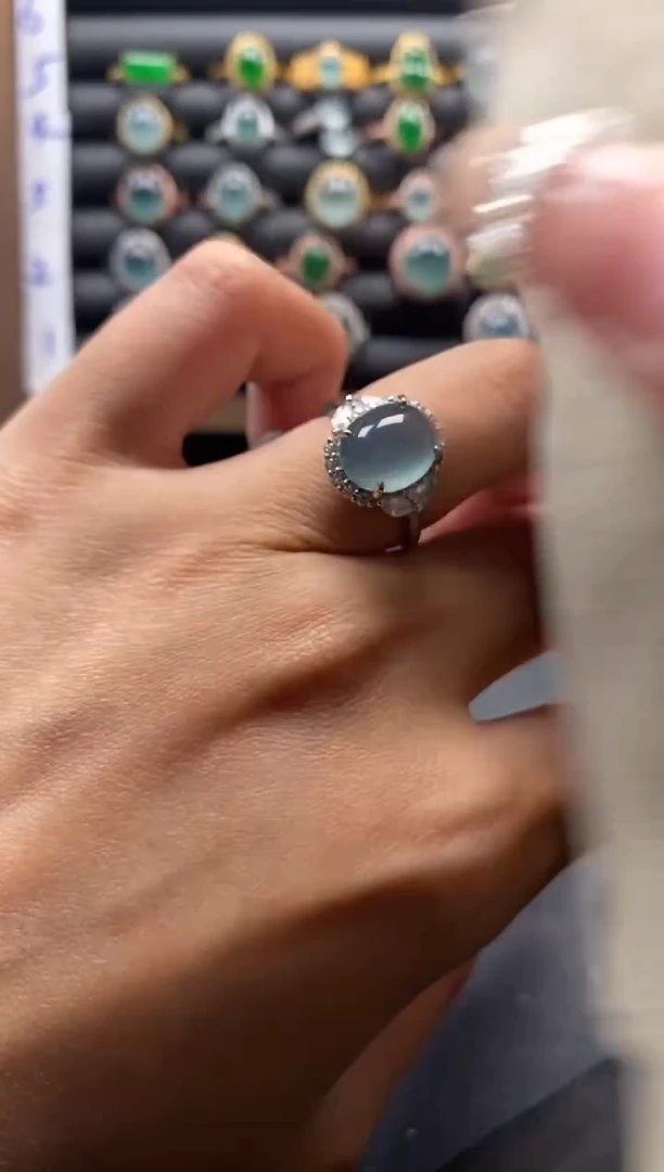 银S925镶嵌戒指翡翠51511