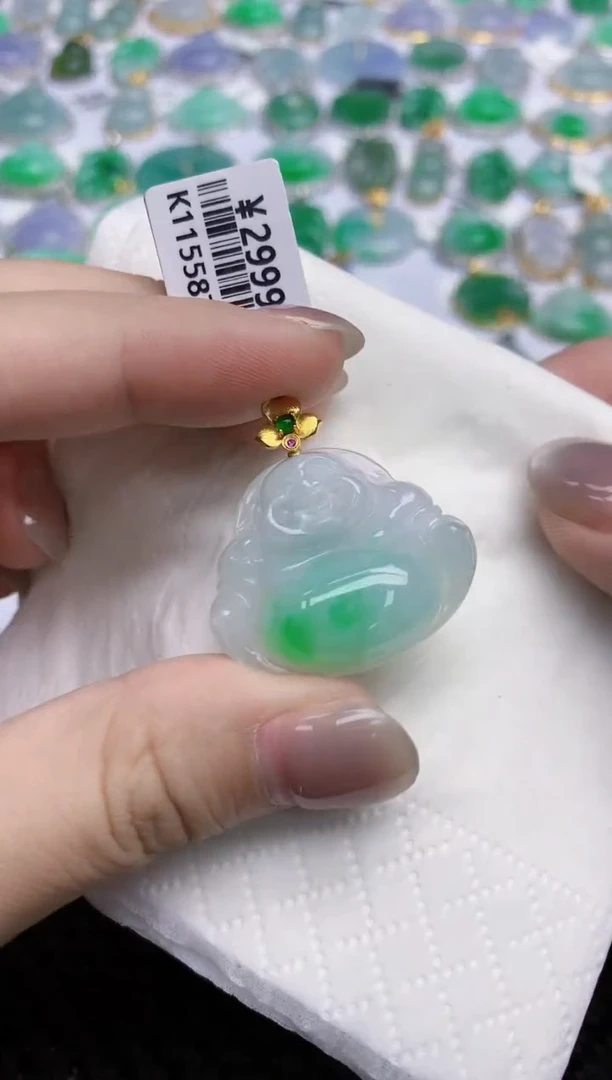 【闪购商品】翡翠颈饰18K金镶嵌天然翡翠A货