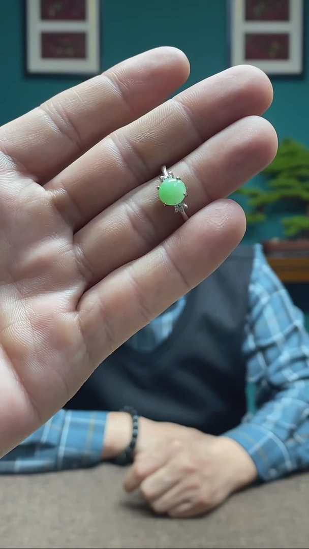 【闪购商品】翡翠戒指银S925镶嵌翡翠开口戒指多人