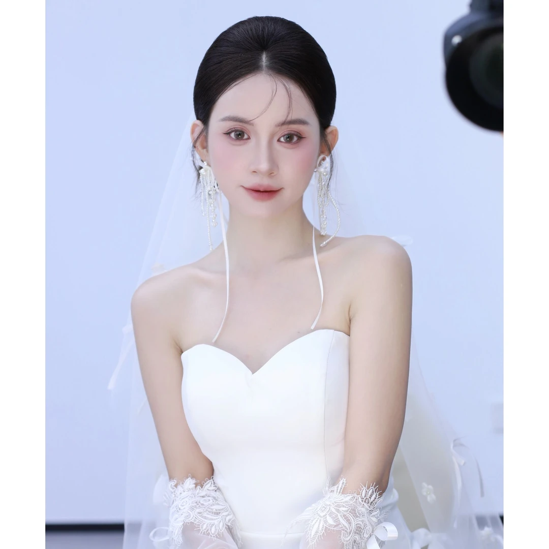 非金属布艺婚庆饰品 高级感新娘耳饰影楼婚拍百搭耳饰B87