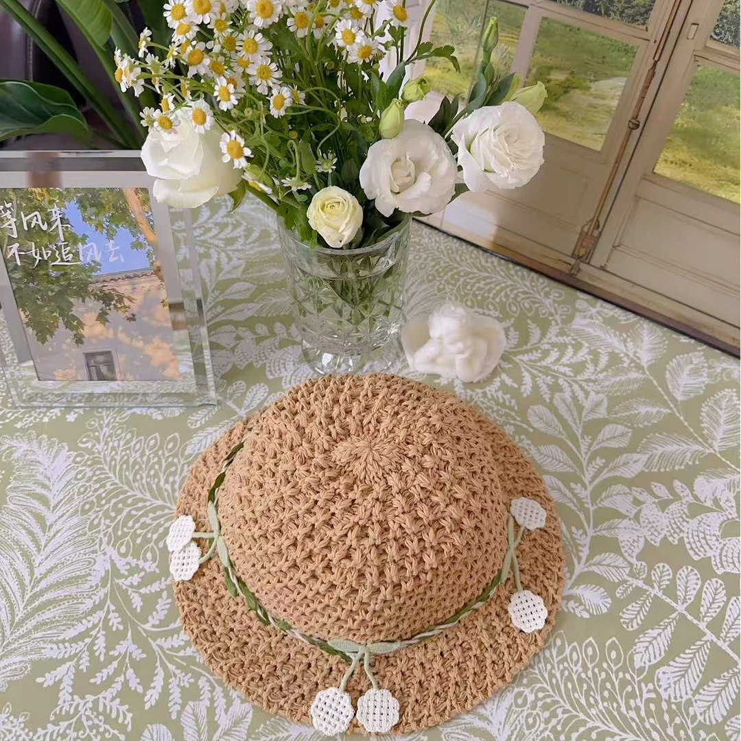 春夏渔夫帽女帽子夏季南法度假风草帽草编针织镂空编织盆帽小清新