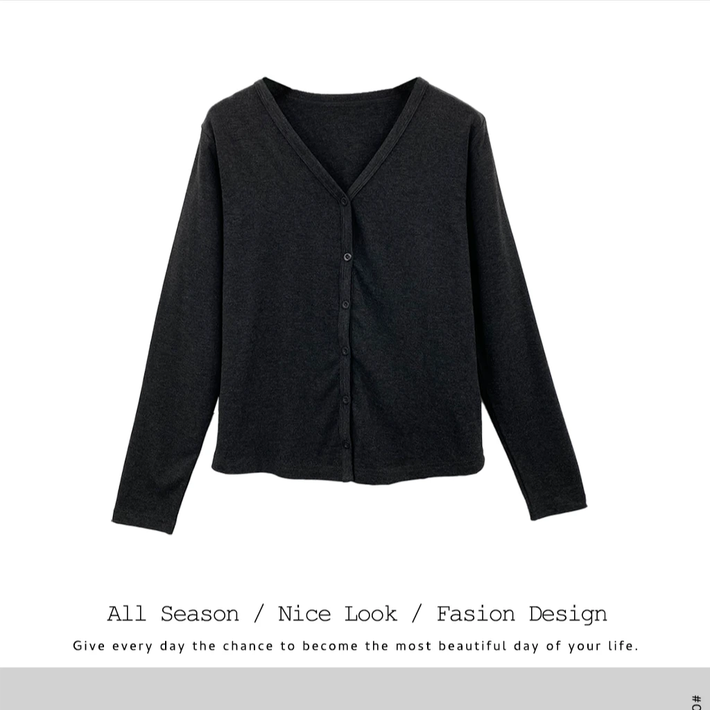 267 韩版纯色百搭气质2025新款外穿开衫空调外套薄款上衣#4091