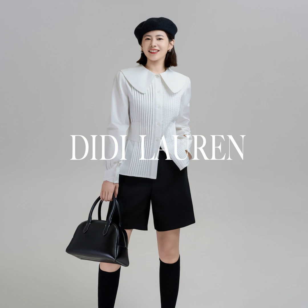DIDI LAUREN“D调卡农”日系复古娃娃领风琴褶白衬衫