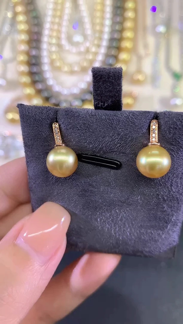 18K金镶嵌耳饰海水珍珠a297