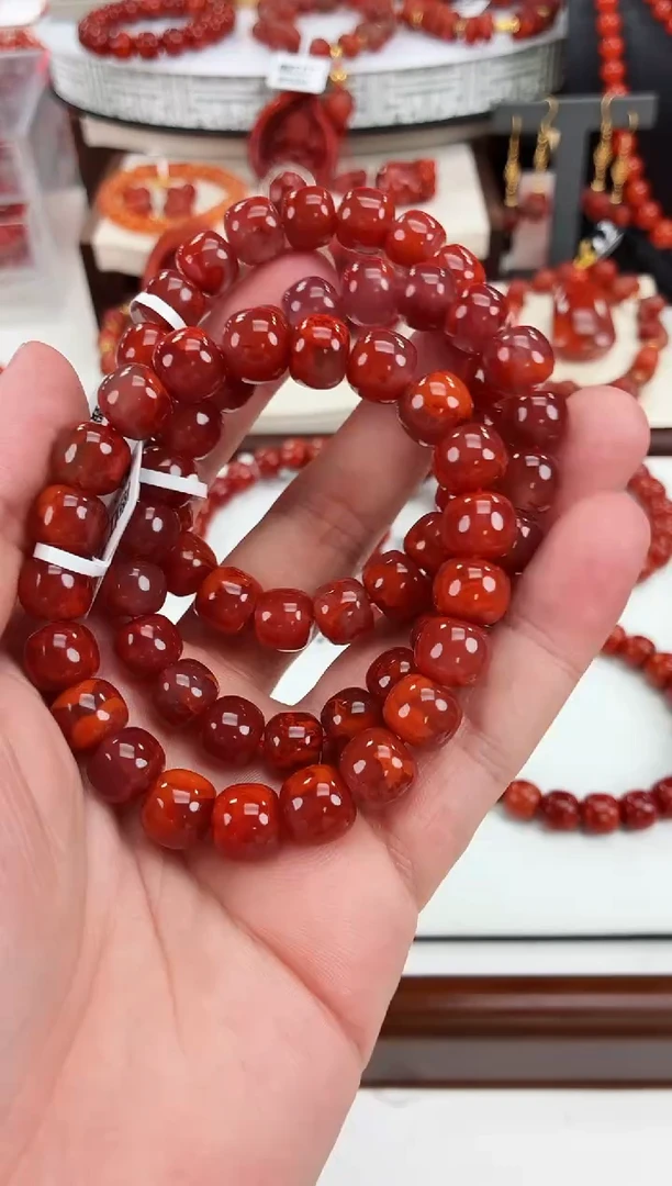 南红玛瑙瓦西老型手串10+未镶嵌（多样式发其一）