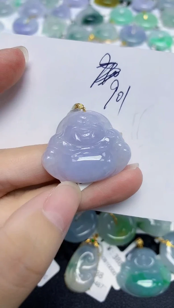 颈饰18K金镶嵌翡翠天然缅甸翡翠A货翡翠百元以上9元证书费自理