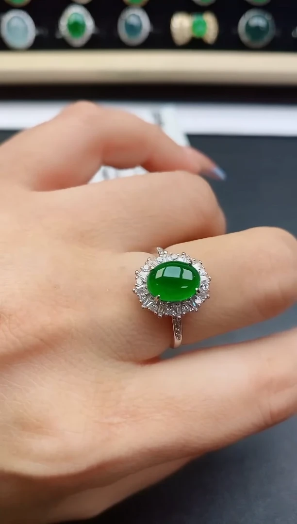 翡翠戒指银S925镶嵌1