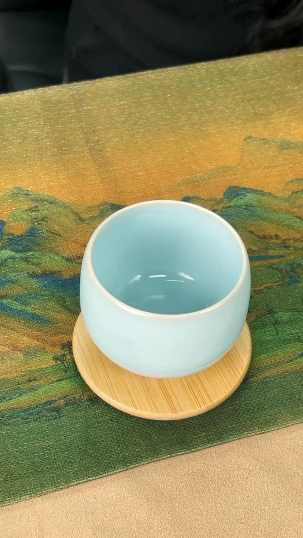 杯子瓷韩红 天青釉 大禅定
