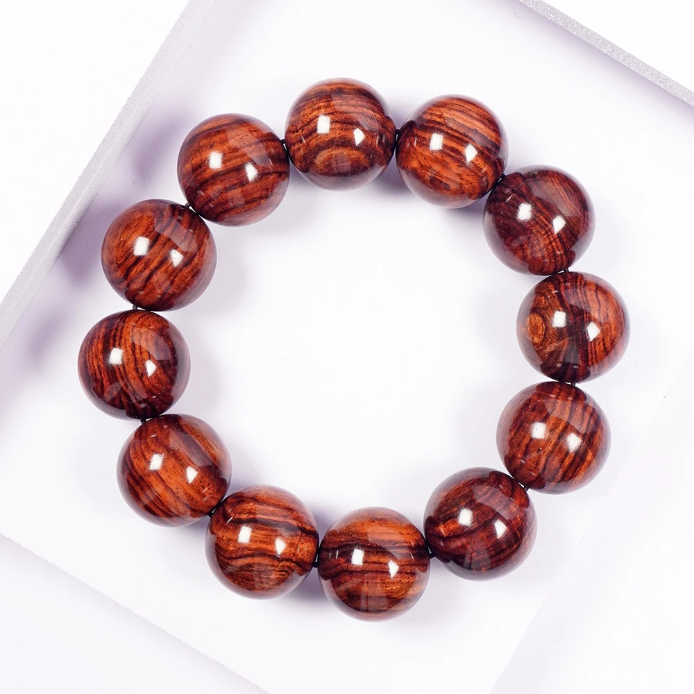 【老油梨大黑线】2.0cm收藏级海南黄花梨手串 男神虎皮纹多样性发一