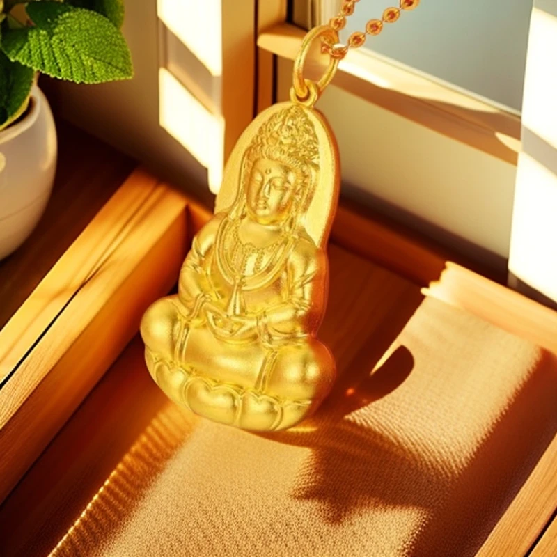 吊坠足银 足银新中式观音吊坠保平安护身符项链送父母亲节日礼物