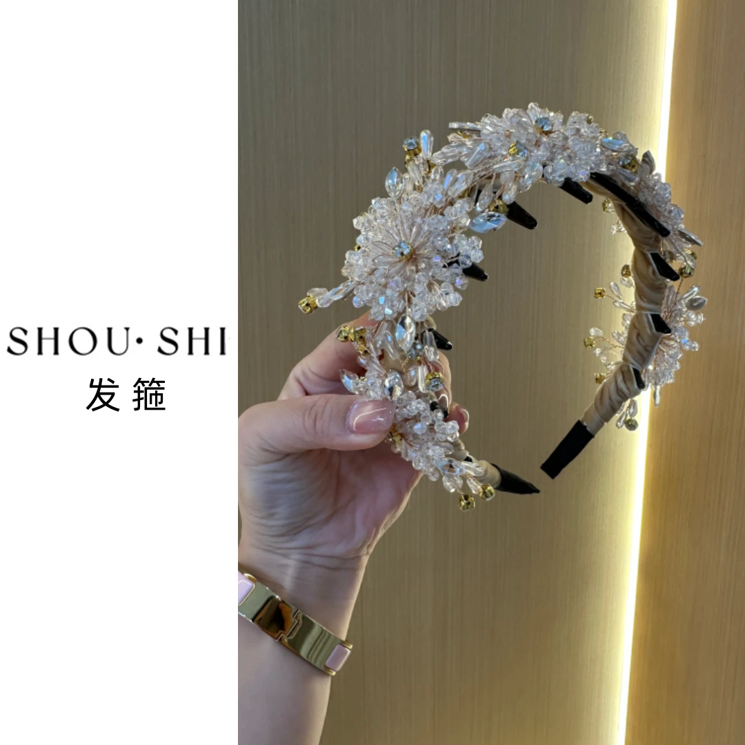 新款琉璃水晶花高级感时尚百搭重工古风甜美风高颅顶气质减龄发箍