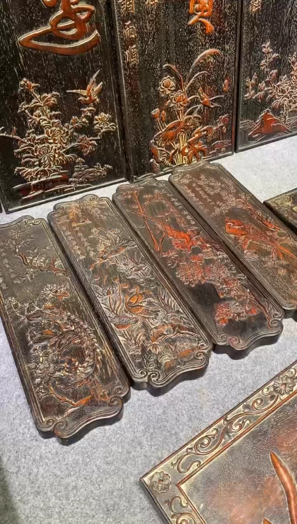 香榧木紫檀拆件雕刻板以直播间实物为准微瑕老物件