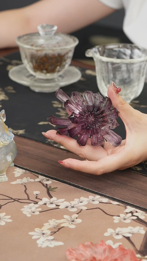 手工艺品琉璃紫色菊花香插