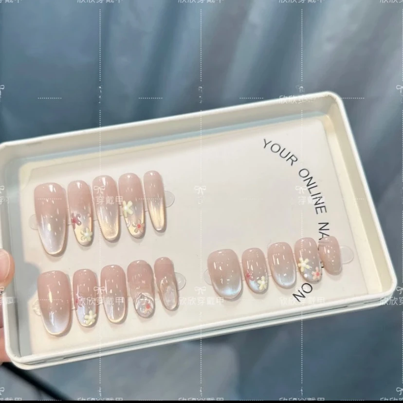 【春季小花】-Hand-painted clear bow纯手工穿戴甲 10片装