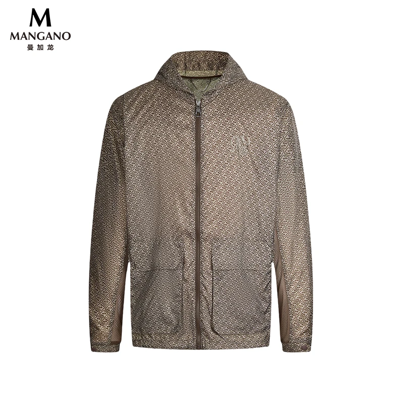 曼加龙老花印花阔版25春季轻奢时尚休闲连帽男式夹克外套2142143