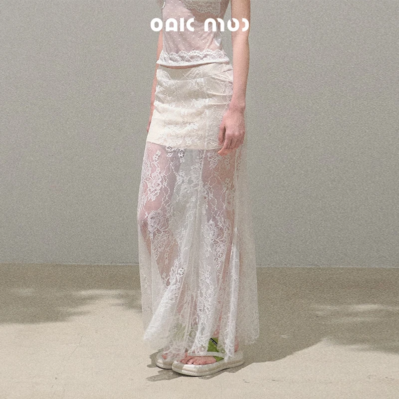 OAKMOO/ "某个午后" 波嬉风度假设计感显高显瘦蕾丝鱼尾半裙