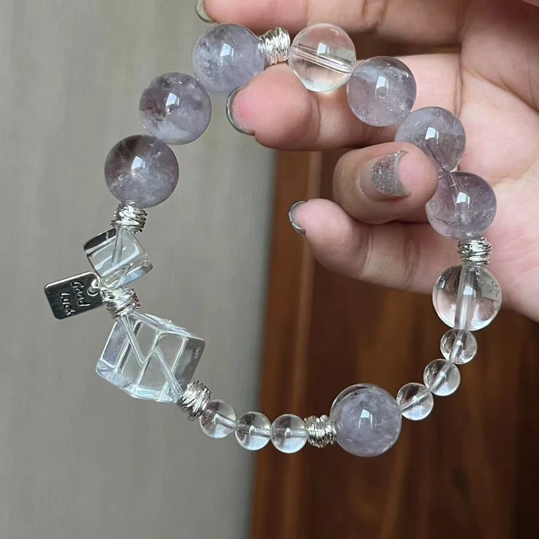 紫兔毛x白水晶 天然水晶 多样性发其一 礼盒装 F089