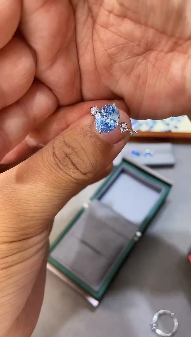 海蓝宝石戒圈银S925镶嵌.......