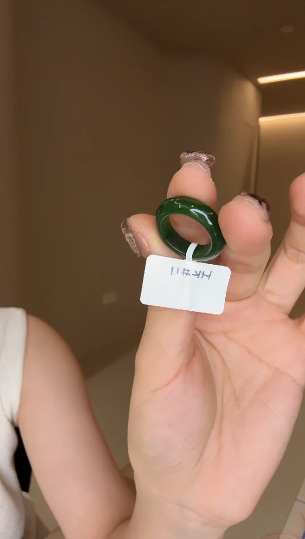 和田玉戒指未镶嵌11码俄碧深多样性发其一